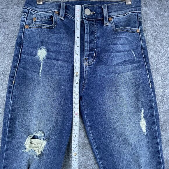 Level 99 Jeans Women 26 Straight Slim Thrashed Ripped Button Fly Anthropologie - Picture 6 of 7